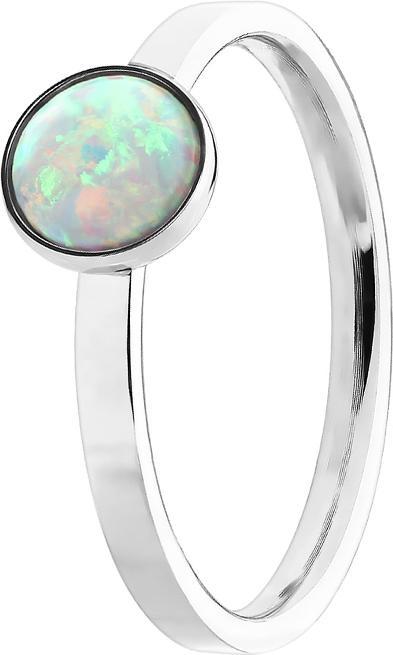 Produktbild Star Piercing Ring silber mit flachem Opal weiss (Acryl, Chirurgenstahl 316L)