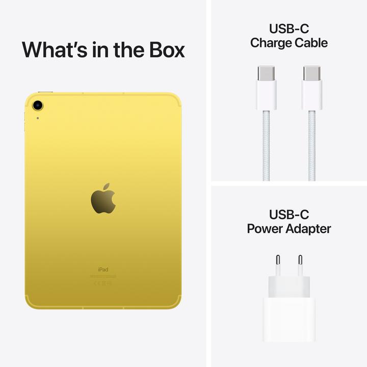 Immagine prodotto Apple iPad 2022 (10. Gen) inkl. Poweradapter (5G, 10.90", 64 GB, Giallo)