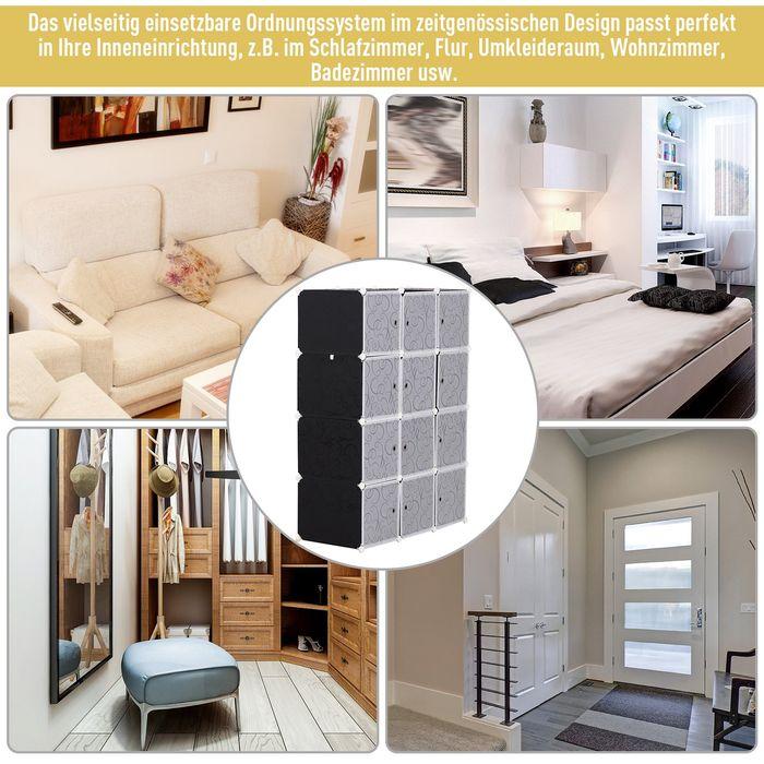 Image du produit Swisshandel24 Penderie DIY Système d'étagères Étagère enfichable Cube Penderie avec tringle à vêtements 2 + 6 (111 x 47 x 145 cm)