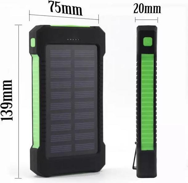 Actual product image PhoneLook Batterie externe étanche 10000mAh Power Bank avec panneau solaire & LED (10 W)