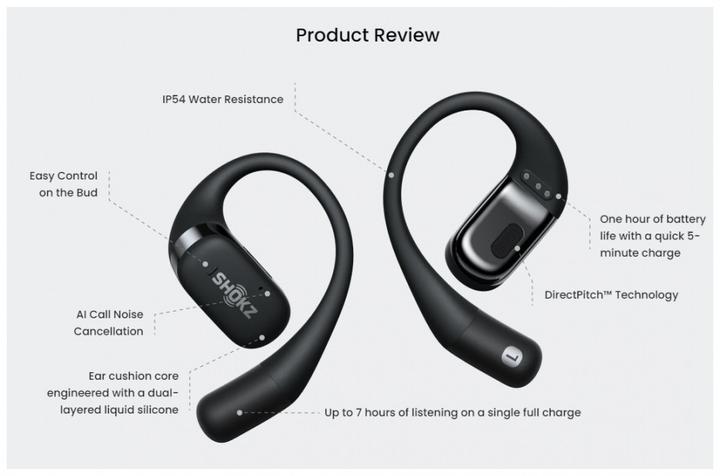 Actual product image Shokz OpenFit (ANC, 7 h, Wireless)