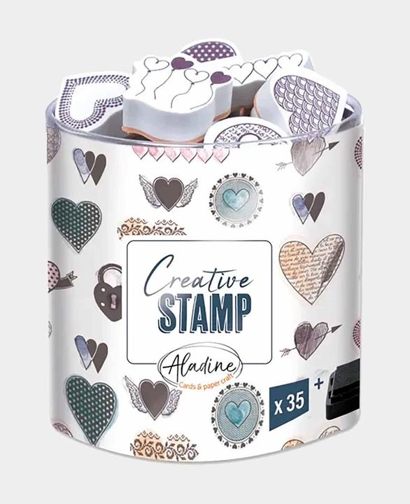 Produktbild Aladine Stempelset Hearts, inkl. Stempelkissen, 35 Stk.