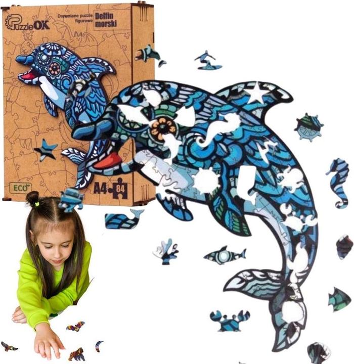 Immagine prodotto PuzzleOk Puzzle di legno EKO 84 Sea Dolphin A4 PuzA4-00702