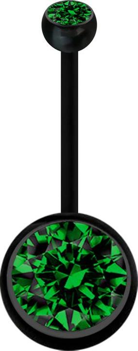 Image du produit Star Piercing Banane Schwangerschaft schwarz mit zwei Kugeln Kristall gross grün (Bioflex, sans laiton)