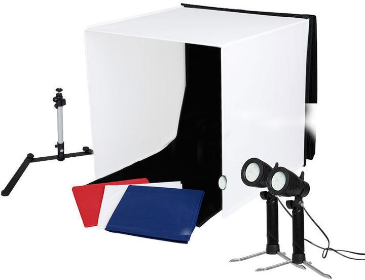 Produktbild Caruba tragbares Fotostudio mit separaten LED Lampen 60x60x60cm