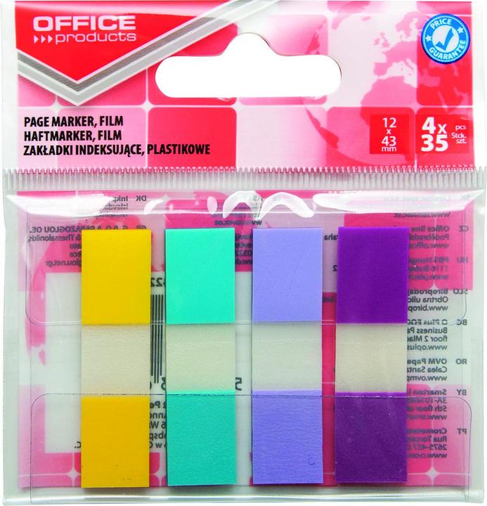 Produktbild Office Products Abheftregister pp, 12x43 mm, 4x35 register, polybeutel, pastell, farbig sortiert