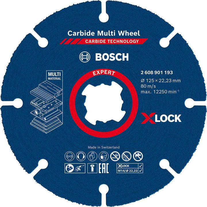 Bosch Professional Zubehör EXPERT Carbide Multi Wheel X-LOCK Trennscheibe, 125 mm, 22,23 mm