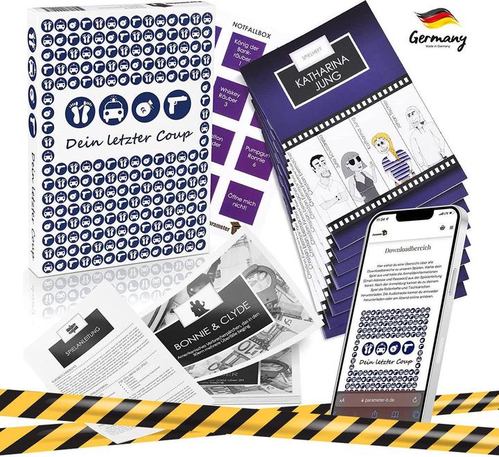 Immagine prodotto Parameter B PARPB002 - Dein letzter Coup - Crime Dinner Game, per 4 giocatori, da 16 anni (edizione DE) (Tedesco)