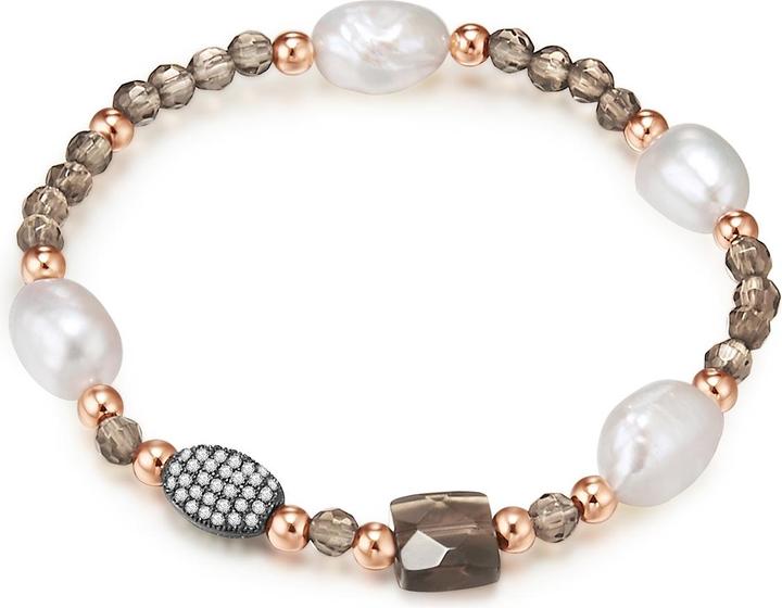 Lulu & Jane Damen Metall-Legierung Zirkonia Süsswasser-Zuchtperle roségold 19,0 - 22,0 cm - 29201 (22 cm, Metall-Legierung)