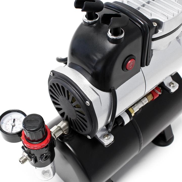Produktbild Wiltec Airbrush Kompressor AF189 Lufttank Wasserabscheider Druckminderer Manometer