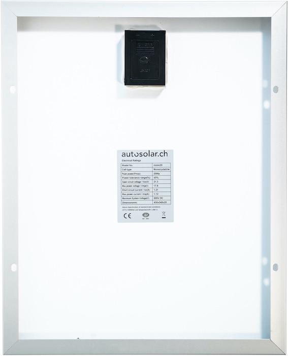 Image du produit Autosolar Panneau solaire 20W 12V monocristallin (20 W, 1.60 kg)