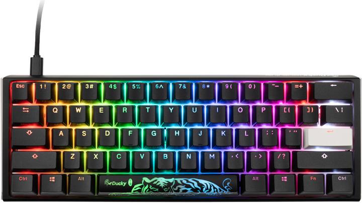 Actual product image Ducky One 3 Classic Black/White Mini Gaming Keyboard, RGB LED - MX-Brown (US) (US, Cable)