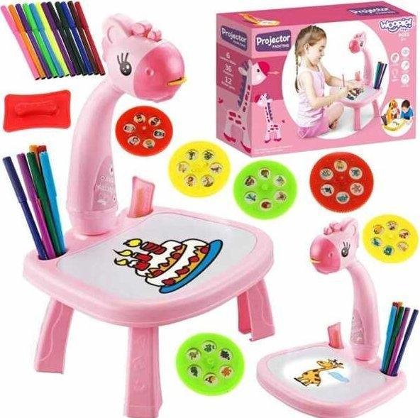 Produktbild Woopie Zeichenbrett Projektorius Pink Giraffe + Filzstifte