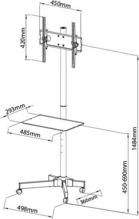 Immagine prodotto Techly Carrello (Universale, 55", 25 kg)