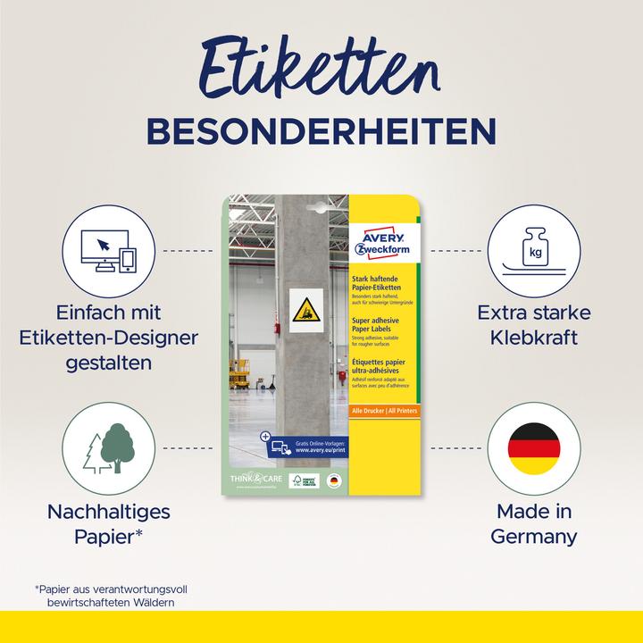 Produktbild Avery Stark haftende Papier-Etiketten
