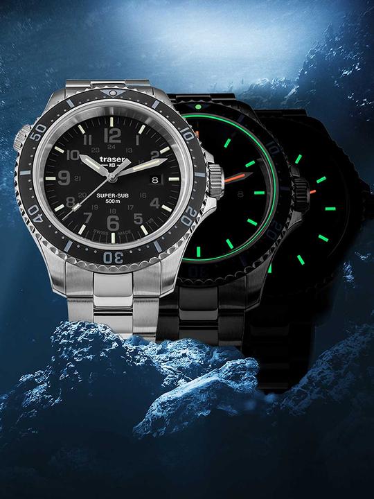 Produktbild Traser H3 109376 P67 T25 SuperSub Set Black 46 mm Taucheruhr 50ATM (Taucheruhr, 46 mm)