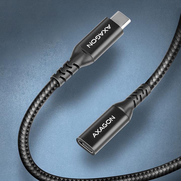 Actual product image Axagon BUCM32-CF15AB Kabelis Extension Cable Gen2 USB-C - USB-C 1.5 m, 5 A, 20 Gbit (1.50 m, USB 3.2 Gen 2x2)