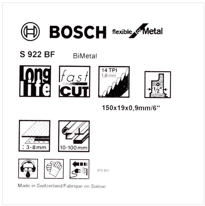 Produktbild Bosch Professional Zubehör Säbelsägeblatt S 922 BF, Flexible for Metal, 5er-Pack