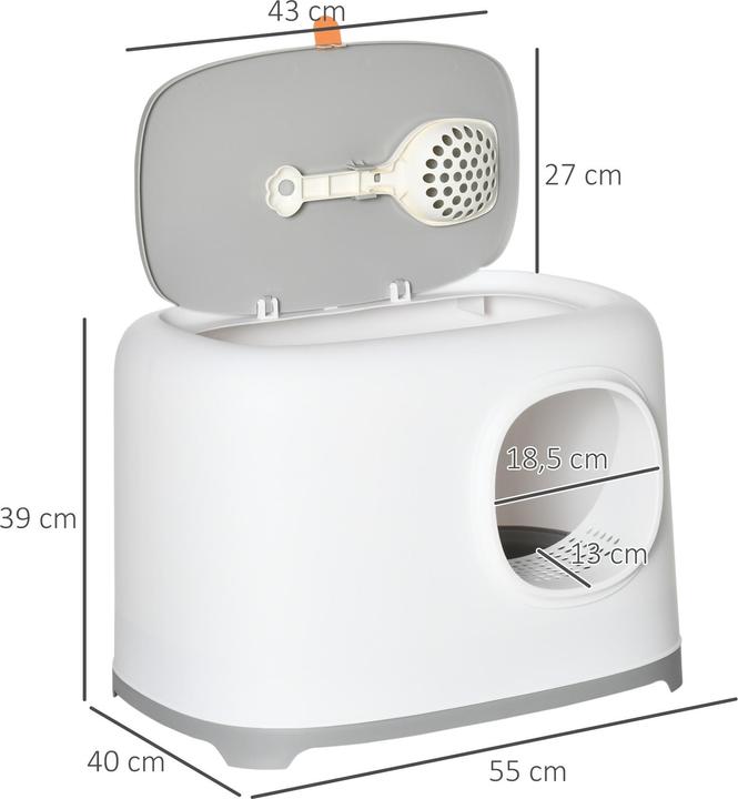 Image du produit PawHut Bac à litière au design compact (Bac à litière fermé)