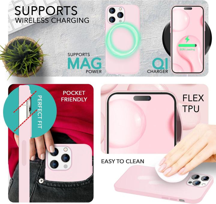 Actual product image Nalia Liquid silicone case with MagSafe function & 2x display protection glass (Apple iPhone 14 Pro)