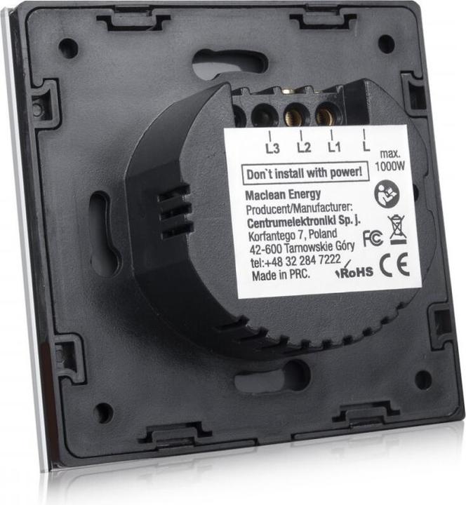 Produktbild Maclean TouchLichtschalter, doppelt, Glas, weiss mit quadratischem Knopf Energy