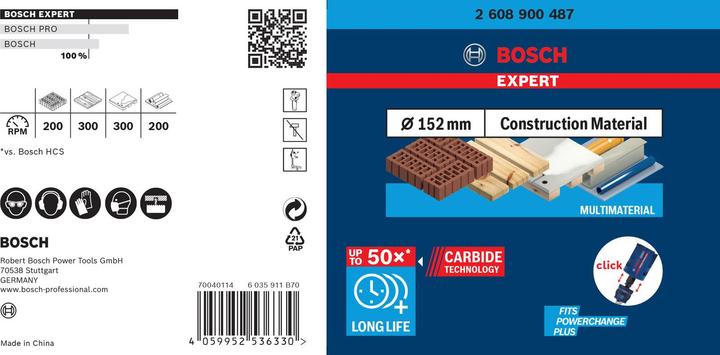 Actual product image Bosch Professional Zubehör Expert Construction Material Hole Saw, 152 x 60 mm (152 millimetres)