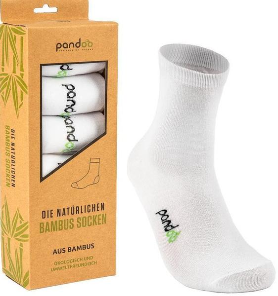 Pandoo Bambus-Socken klassisch, 6 Stück, 43-46, weiss (6er Pack, 43 - 46)