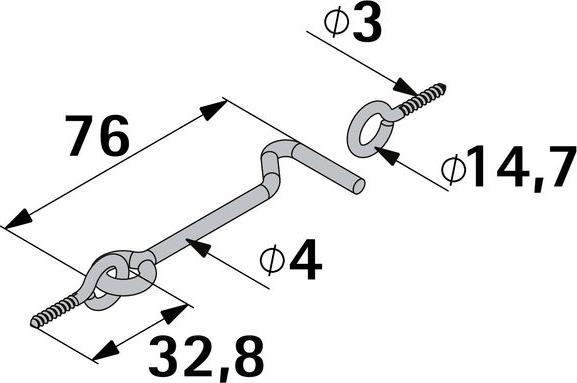 Produktbild Hettich Sturmhaken 23 x 76 mm