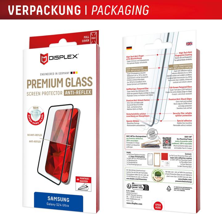 Produktbild Displex Premium Glass, Full Cover Anti-Reflex Panzerglas (1 Stück, Samsung Galaxy S24 Ultra)