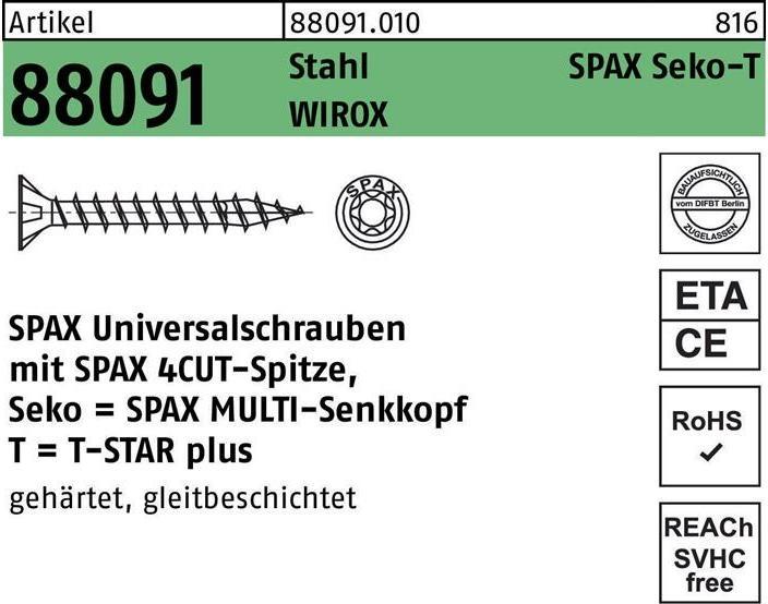 Produktbild Spax Spanplattenschrauben SK T10 3,0x25 mm (1000 Schrauben pro Stück)