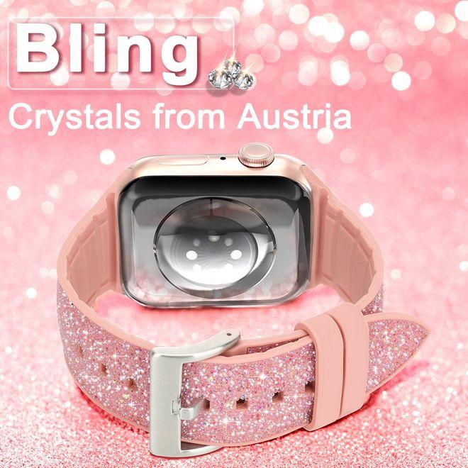 Immagine prodotto Kingxbar Serie di cinturini glitterati (38 mm, 40 mm, Silicone, Apple Watch Series 1, Apple Watch Series 2, Apple Watch Series 3, Apple Watch Serie 4, Apple Watch Serie 5, Apple Watch Serie 6, Apple Watch SE)