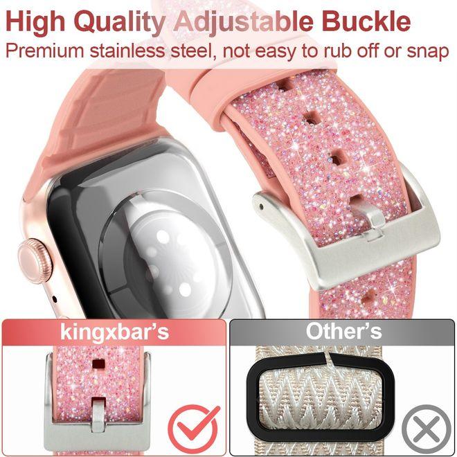 Immagine prodotto Kingxbar Serie di cinturini glitterati (38 mm, 40 mm, Silicone, Apple Watch Series 1, Apple Watch Series 2, Apple Watch Series 3, Apple Watch Serie 4, Apple Watch Serie 5, Apple Watch Serie 6, Apple Watch SE)