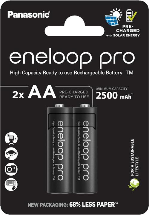 Produktbild Panasonic Wiederaufladbare Batterien ENELOOP Pro BK-3HCDE (2 Stk., AA, 2500 mAh)