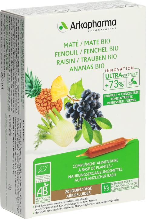 Produktbild Arkopharma Arkofluide Bio Ananas Mate Fenchel Trauben Ampullen (40 Stück, Ampulle, 370 g)