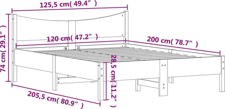 Actual product image VidaXL Pine bed (135 x 190 cm)