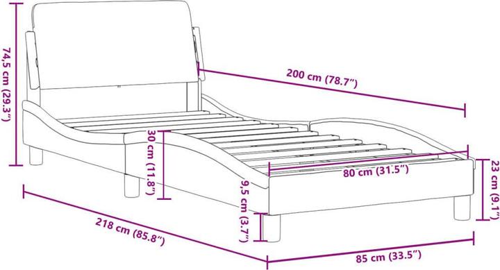 Immagine prodotto VidaXL Struttura letto con testiera in velluto (80 x 200 cm)