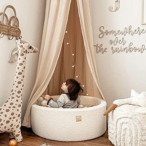 Produktbild Activity Board Bällebad Baby - Rund 90x40cm Baby Pool für Kinder mit 200 Bälle, Boucle, Weiss: Alles Weiss