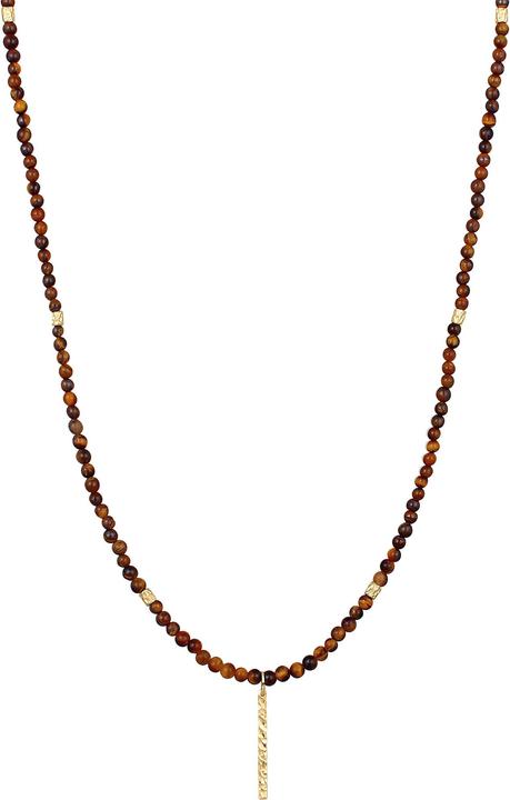 Kuzzoi Edelsteinkette, Perle, Perlenkette (Edelstahl, 925er Sterling Silber, Tigerauge, 60 cm)