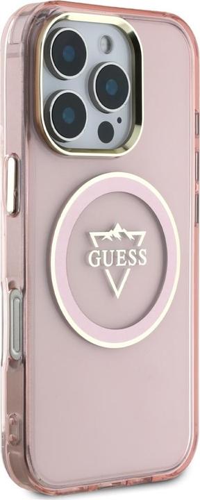 Actual product image Guess Hardcase MagSafe IML Metal Mountain Logo Case for iPhone 16 Pro 6,3" Pink (Apple iPhone 16 Pro)