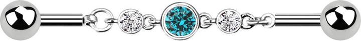 Immagine prodotto Star Piercing Barbell silber Kette mit drei Kristallen aqua (Acciaio chirurgico 316L, Ottone)