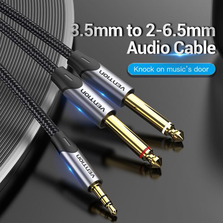 Image du produit Vention Câble mini jack 3.5 mm vers 2x jack 6.5 mm BARHG 1.5m (gris) (1.50 m, Jack 3,5 mm (AUX))