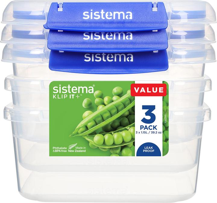 Produktbild Sistema Square Klip it Plus 3pack 1,15ml (1.15 l)