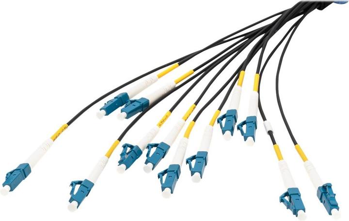 Actual product image Digitus Pre-assembled Fiberglass Universal Breakout Cable, Multi Mode OS2, 12 Fibers, LC/UPC - LC/UPC (LSOH, CAT6, 100 m)