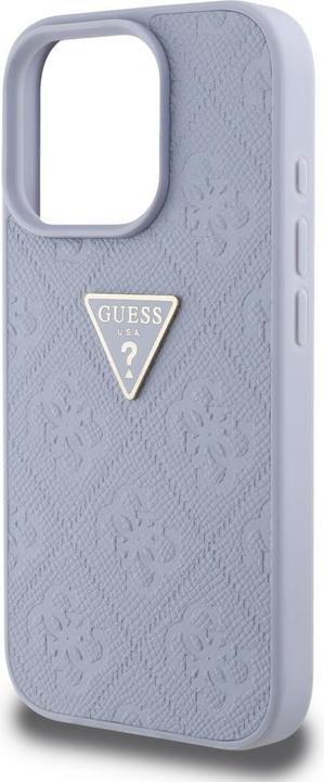 Actual product image Guess Hardcase PU Grained Hot Stamp 4G Triangle Metal Case for iPhone 16 Pro 6,3" Purple (Apple iPhone 16 Pro)