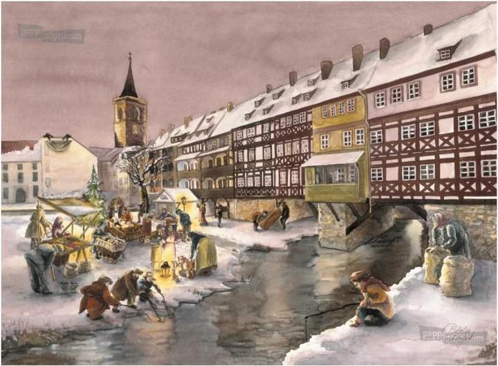 Produktbild Pappnoptikum Erfurt Krämerbrücke (Mini-Adventskalender)