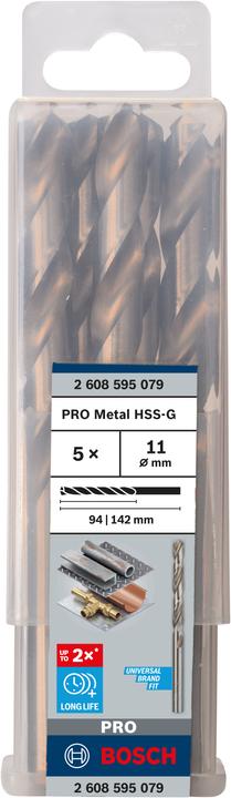 Actual product image Bosch Professional Zubehör PRO Metal HSS-G twist drill, 11 x 94 x 142 mm (11 mm)