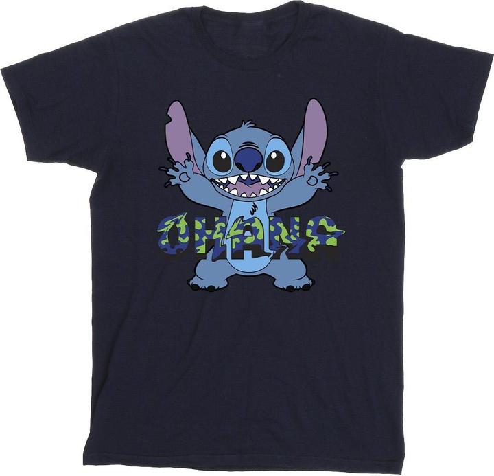 Immagine prodotto Disney Lilo And Stitch Ohana Blue Glitch Maglietta Ragazzi (140, 146)