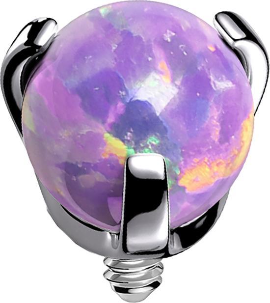 Produktbild Star Piercing Dermal Anchor silber Kugel Opal violett gefasst (ohne Messing, Titan G23)