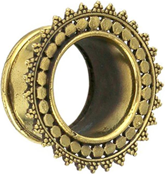 Produktbild Star Piercing Flesh Tunnel vergoldet Blume Kreis mit punkten (Messing)