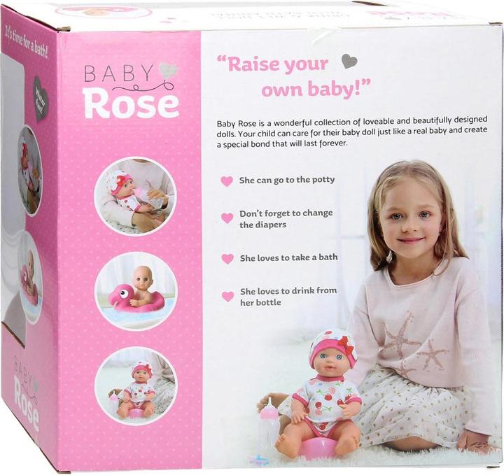 Actual product image Baby Rose Drinking and peeing doll, 30 cm with accessories